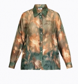 Camicia Donna Chiffon Floreale Verde 1