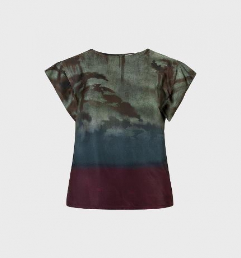 Blusa Smanicata Lola Ferrone In Raso Viscosa Sfumato 2