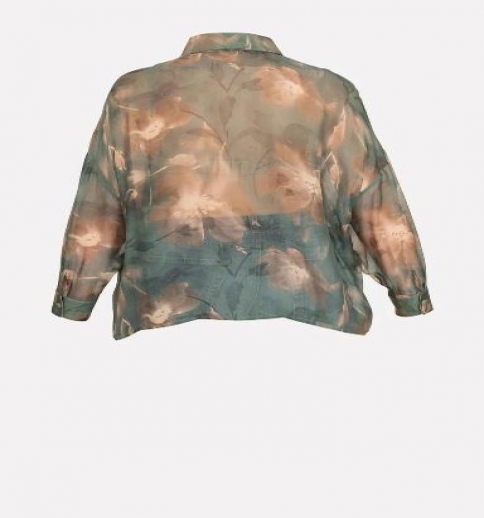 Camicia Donna Chiffon Floreale Verde 2