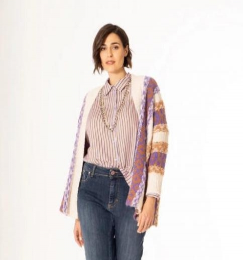 Cardigan Donna Curvy Viola O Grigio 1