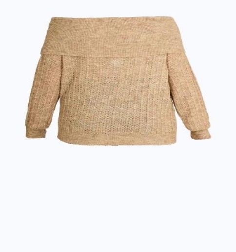 Maglia Traforata Donna Beige Con Scollo Sceso E Strass 2