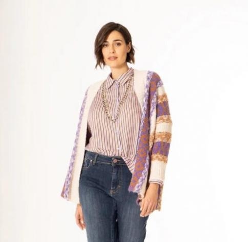 immagine 0 di Cardigan Donna Curvy Viola O Grigio